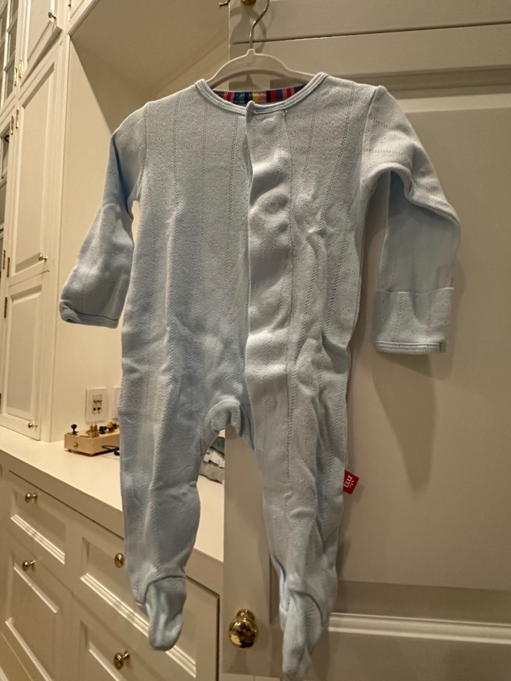 Magnetic Me Organic Cotton Pointelle Footie Blue 0-3M